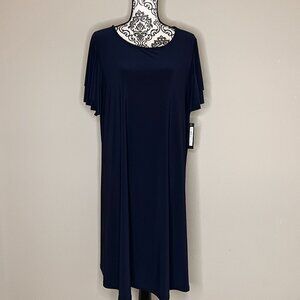 Tahari Flutter Sleeve Swing Dress - Size 2X - Navy Blue